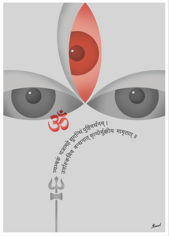 Maha Mrityunjay mantra typography poster (Eyes)