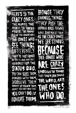 Here's to the Crazy One's lettering poster 1