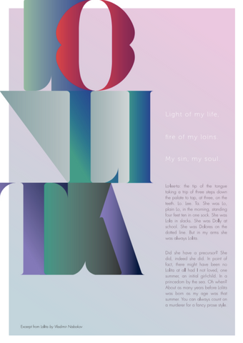 Lolita Vladimir Nabokov typography literary poster 1