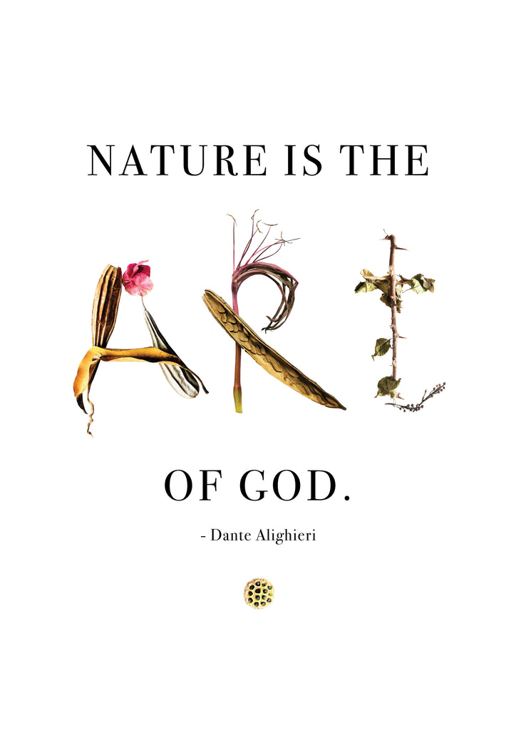 'Nature Is The Art Of God' typography poster