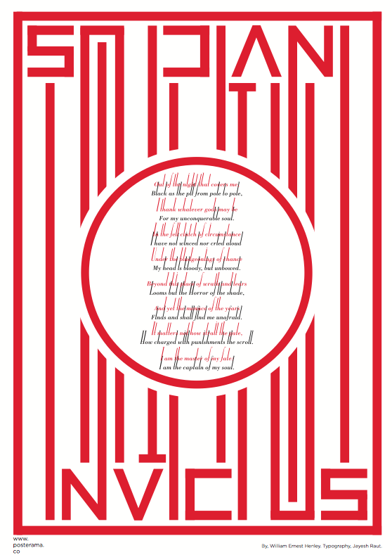 Invictus poem typography poster White