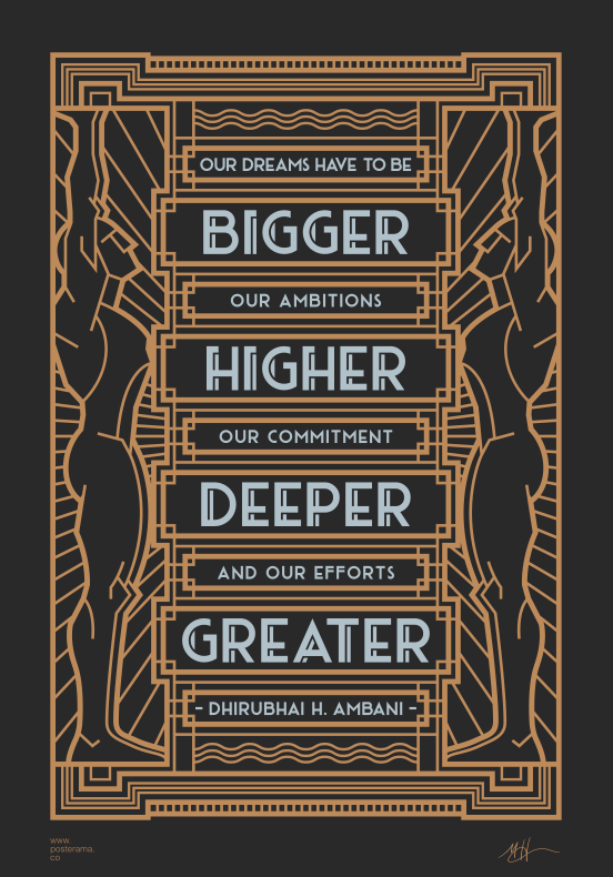 Dream bigger Dhirubhai Ambani typography poster