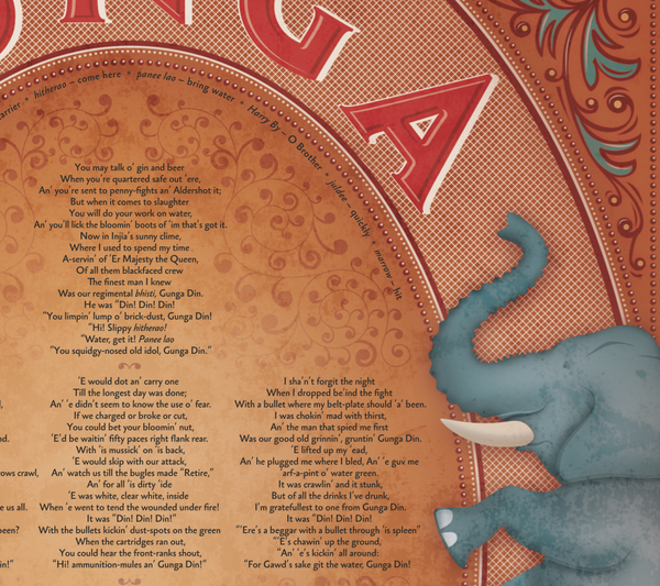 Rudyard Kipling, Gunga Din poem poster www.posterama.co