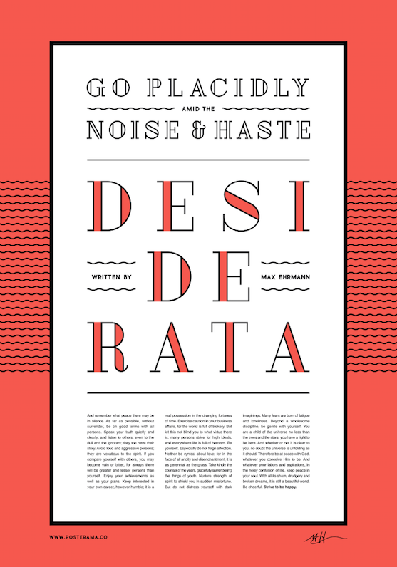 Inspirational poem: Desiderata typography poster 5