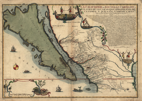 Old Map of California and Mexico lettering poster