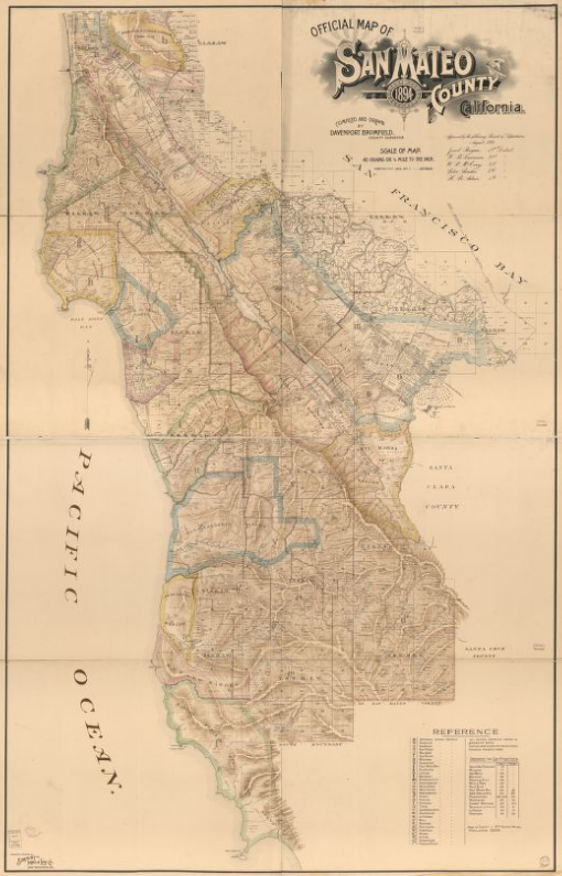 Old Map of San Mateo California poster