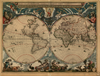 Antique typographic world map by Joan Blaeu