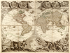 Antique typographic world map of Earth by Jean Baptiste Nolin / Nicolas François Bocquet